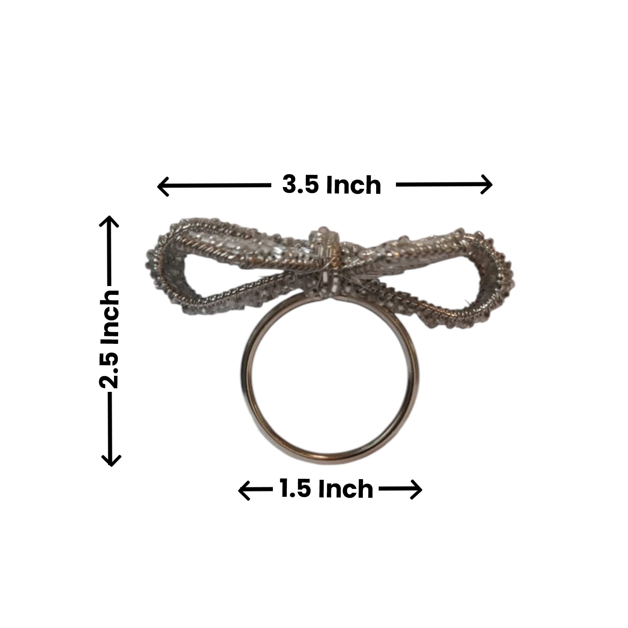 Bow shape Beaded Napkin Ring Set of Four